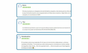 Ejemplo de rates and reviews efectuadas sobre producto de DryNates